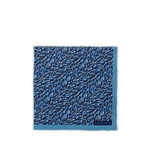 Lanvin Men's Leaf-print Silk Pocket Square - Turquoise