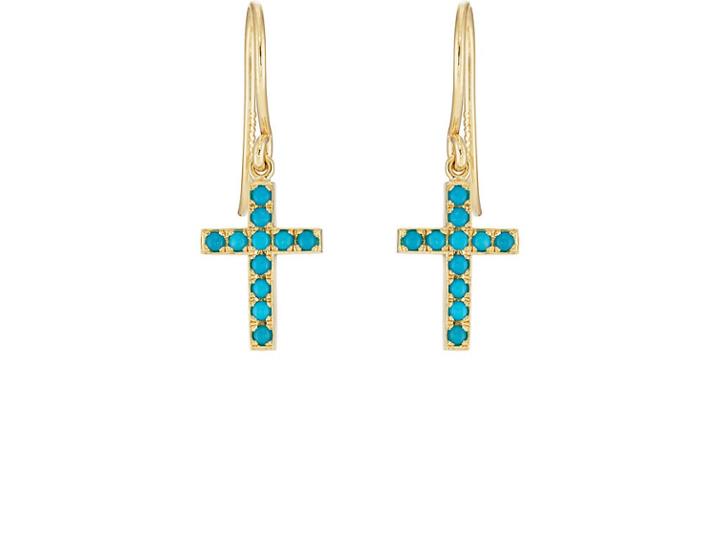 Jennifer Meyer Women's Turquoise Cross Drop Earrings