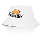 D-antidote Women's Orange-embroidered Faux-leather Bucket Hat-white