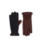 Barneys New York Men's Cashmere-lined Suede & Leather Gloves - Navy