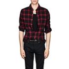 Saint Laurent Men's Plaid Cotton Flannel Shirt - Black