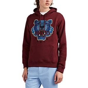 Kenzo Men's Tiger-embroidered Cotton Hoodie - Wine