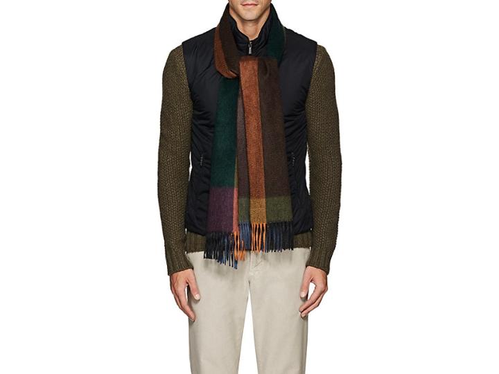 Barneys New York Men's Checked Cashmere Scarf
