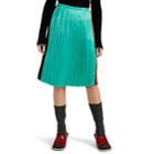 Plan C Women's Pleated Colorblocked Satin Midi-skirt - Green