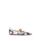 Thom Browne Women's Gingham-print Leather Flats - Navy