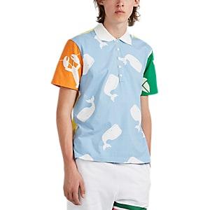 Thom Browne Men's Graphic Colorblocked Cotton Polo Shirt - Lt. Blue