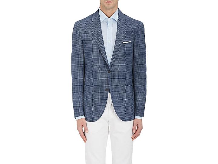 Luciano Barbera Men's Checked Wool Two-button Sportcoat