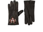 Gucci Men's Angry-cat-embroidered Leather Gloves