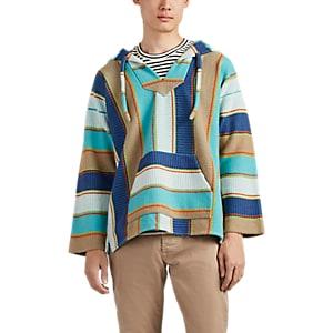 Alanui Men's Striped Cotton-cashmere Hoodie Sweatshirt