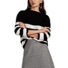 Atm Anthony Thomas Melillo Women's Block-striped Chenille Crewneck Sweater - Blk. Stripe