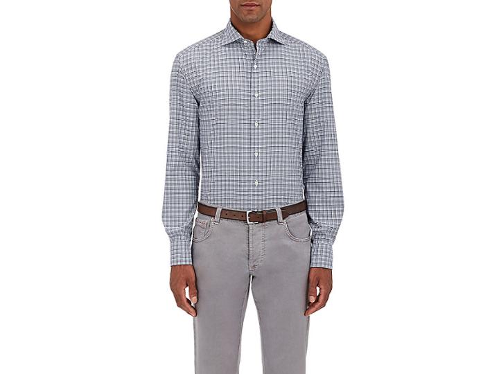 Barneys New York Men's Plaid Cotton Shirt