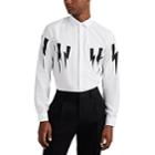 Neil Barrett Men's Lightning-bolt-print Cotton Shirt - White