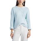 Nomia Women's Oversized Rib-knit Cotton V-neck Sweater - Light, Pastel Blue