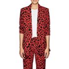 Koche Women's Leopard-print Crepe One-button Boyfriend Blazer-red
