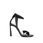 Lanvin Women's Beveled-heel Patent Leather & Suede Sandals - Black