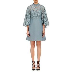 Valentino Women's Lace-cape Shift Dress-lt. Blue