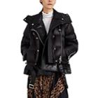Sacai Women's Leather & Down Moto Puffer Jacket - Black