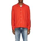 Ami Alexandre Mattiussi Men's Striped Twill Camp Shirt-red