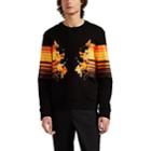 Neil Barrett Men's Striped Flame-graphic Cotton Sweatshirt - Black