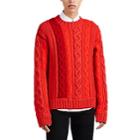 Helmut Lang Men's Mixed-knit Sweater - Red
