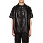 Cardoni Men's Star-detailed Leather Short-sleeve Jacket-black