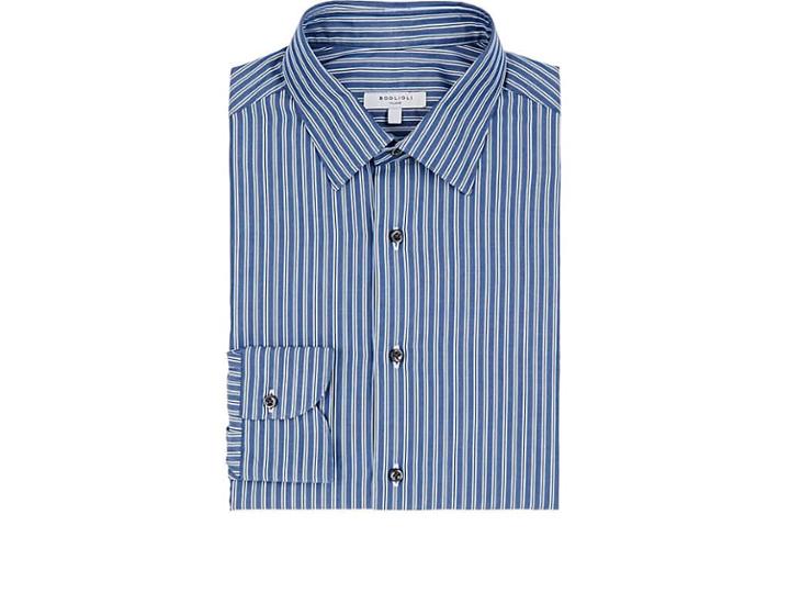 Boglioli Men's Striped Cotton Poplin Dress Shirt