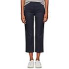 Thom Browne Women's Cotton Skinny Crop Trousers - Navy