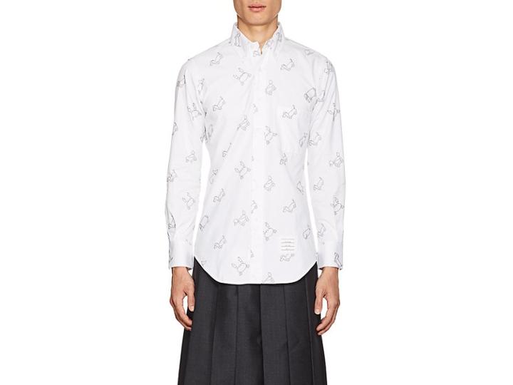 Thom Browne Men's Toy-animal-embroidered Cotton Oxford Shirt
