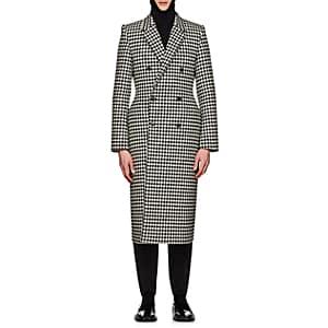 Balenciaga Men's Hourglass Houndstooth Wool-blend Double-breasted Coat-black