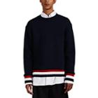 Thom Browne Men's Striped Oversized Cotton-blend Sweatshirt - Navy