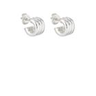 Agmes Women's Mini Triple Ridge Hoop Earrings - Silver