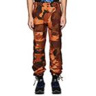 Heron Preston Men's Embroidered Camouflage Cotton Cargo Pants-orange