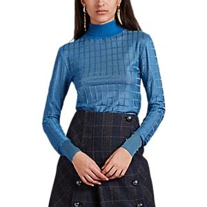 Chlo Women's Grid-pattern Jacquard Turtleneck Sweater - Blue