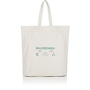 Balenciaga Men's Supermarket Leather Shopper Tote Bag-white