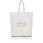 Balenciaga Men's Supermarket Leather Shopper Tote Bag-white
