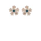 Lodagold Women's Diamond Flower Stud Earrings - Blue