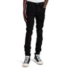 Purple Men's P001 Stained & Distressed Skinny Jeans - Black