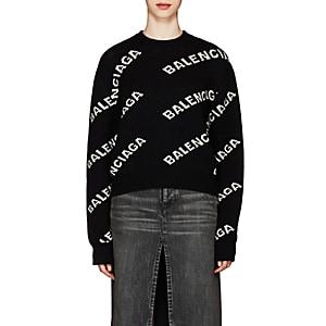 Balenciaga Women's Logo-jacquard Sweater - Black