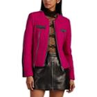 Alexander Wang Women's Wool Tweed & Leather Moto Jacket - Md. Pink