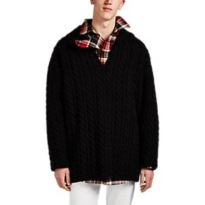 Balenciaga Men's Cable-knit Oversized Sweater - Black