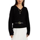 Givenchy Women's Mixed-stitch Cashmere V-neck Sweater - Black