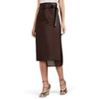 Fendi Women's Perforated-inset Leather Midi-skirt - Brown