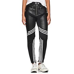 Adidas Originals By Alexander Wang Women's Leather-embellished Jersey Trousers-black