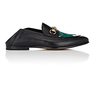 Gucci Men's Brixton Embroidered Leather Loafers - Black
