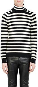 Saint Laurent Striped Turtleneck Sweater-black