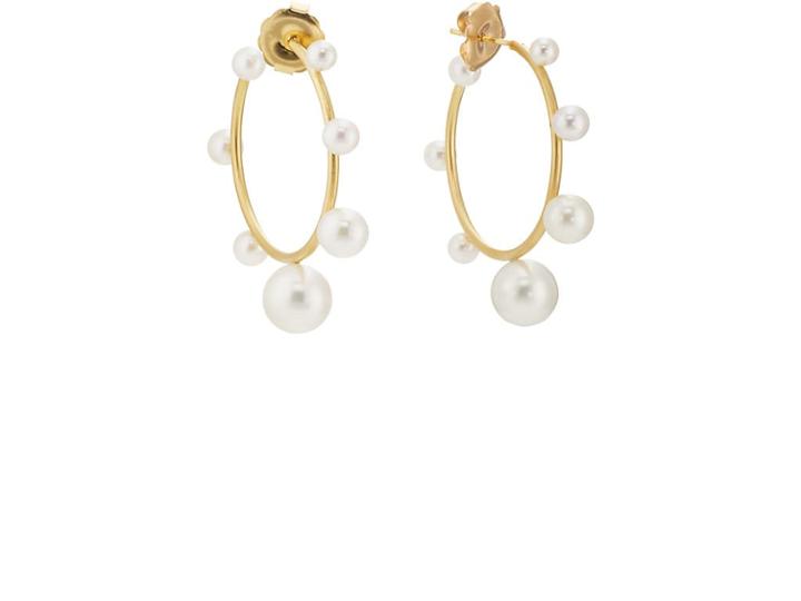 Irene Neuwirth Women's Yellow Gold & Akoya Pearl Hoop Earrings
