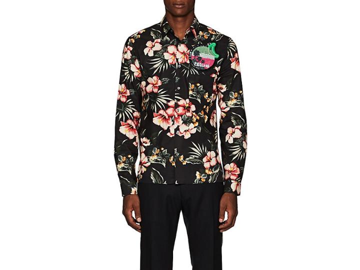 Valentino Men's Embellished Floral Cotton Shirt