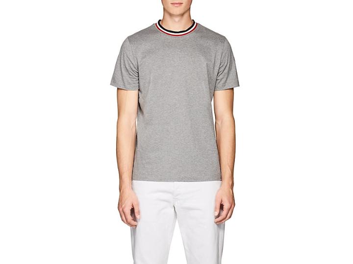 Moncler Men's Herringbone-trimmed Cotton T-shirt