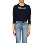 Adaptation Women's City Of Angels Embroidered Cashmere Crop Sweater-navy