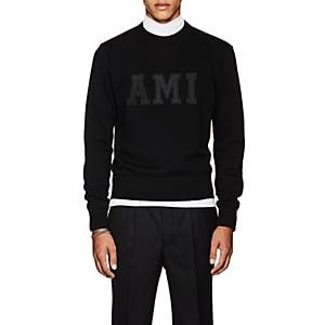 Ami Alexandre Mattiussi Men's Logo-appliqud Cotton Sweater-black